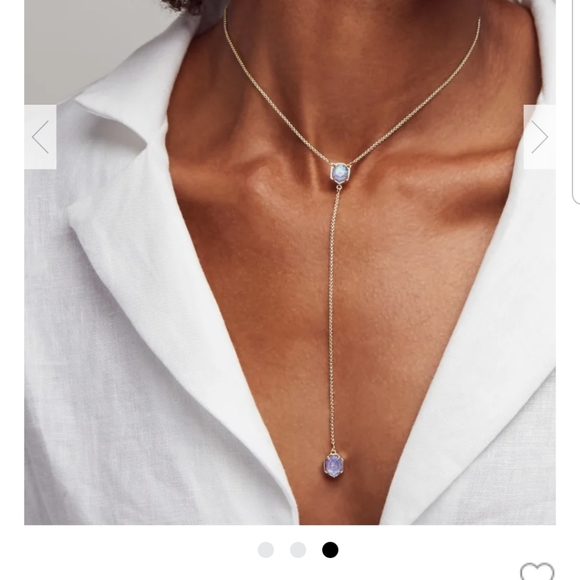 Yellow Kendra Scott Long Y Necklace Silver Rhodium Long Dainty Drop Necklace - Picture 6 of 6